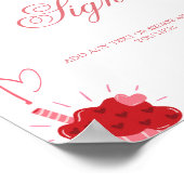 水彩ピンクバレンタインカスタムハートパーティー標識 ポスター (角)