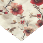 水彩ピンクバーガンディ花柄 テーブルクロス (アングル)