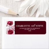 水彩ピンクバーガン結婚ディ差出人住所 ラベル (インサイチュ)