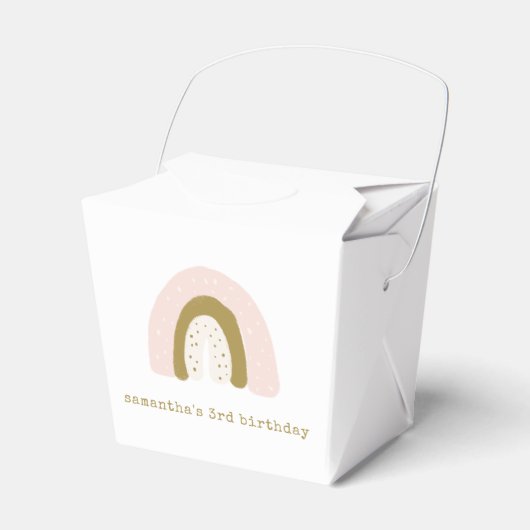 水彩ピンクパステルボホレインボーバースデーパーティー フェイバーボックス (正面サイド)