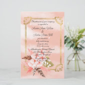 水彩ピンクパンパスグラスと金ゴールド (スタンド正面)