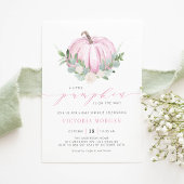 水彩ピンクパンプキン秋の赤ちゃんスプリンクル 招待状