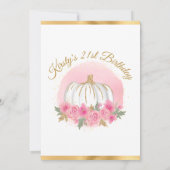 水彩ピンクパンプキン金ゴールドグリッター誕生日 招待状 (裏面)