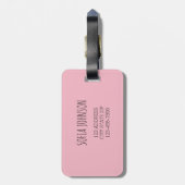 水彩ピンクパーソナライズされたの花 ラゲッジタグ (裏面縦)