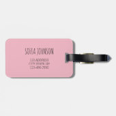 水彩ピンクパーソナライズされたの花 ラゲッジタグ (裏面横)