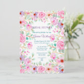 水彩ピンクパープルとターコイズシャワー 招待状 (スタンド正面)