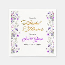 水彩ピンクパープルの野生の花のブライズシャワー