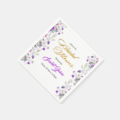 水彩ピンクパープルの野生の花のブライズシャワー スタンダードカクテルナプキン (角)