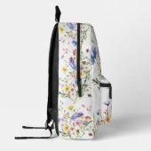 水彩ピンクパープルイエローワイルドフラワーズガーデン プリントバックパック (左)