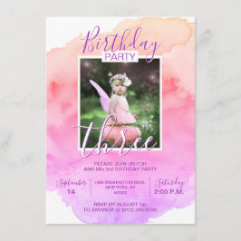 水彩ピンクパープルガール第3期3年 招待状