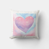 水彩ピンクパープルハート装飾用クッション クッション (正面)