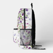 水彩ピンクパープルワイルドフラワーズメドーガーデン プリントバックパック (右)
