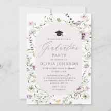 水彩ピンクパープルワイルドフラワー卒業