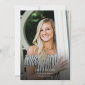 水彩ピンクパープル花の写真 卒業 招待状 (裏面)