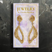 水彩ピンクパープル金ゴールドフレームイヤリングディスプレイ 名刺