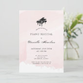 水彩ピンクピアノリサイタル招待状 招待状 (スタンド正面)