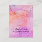 水彩ピンクピーチイヤリングネックレスディスプレイ 名刺 (正面)