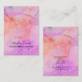 水彩ピンクピーチイヤリングネックレスディスプレイ 名刺 (正面/裏面)