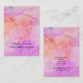 水彩ピンクピーチネックレスペンダントディスプレイ 名刺 (正面/裏面)