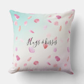 水彩ピンクピーチバラ花びらミングラデーショント クッション (正面)