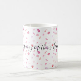 水彩ピンクピーチバラ花びら コーヒーマグカップ