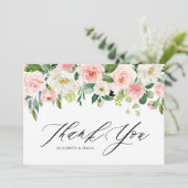 水彩ピンクピーチフローラガーランドサンキュー サンキューカード (スタンド正面)
