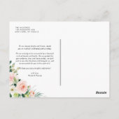 水彩ピンクピーチフローラガーランドサンキュー ポストカード (裏面)