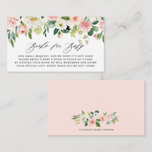 水彩ピンクピーチフローラガーランドブックリクエスト エンクロージャーカード (正面/裏面)