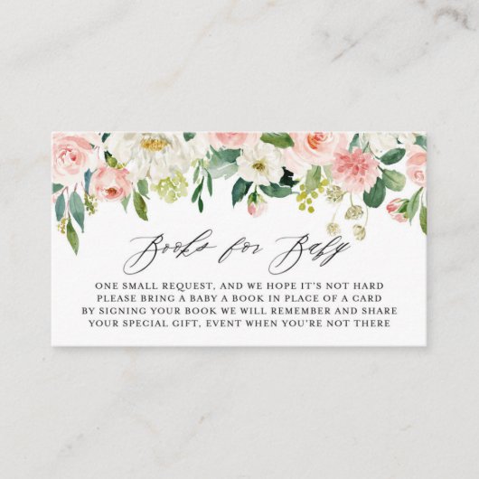 水彩ピンクピーチフローラガーランドブックリクエスト エンクロージャーカード (正面)