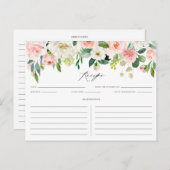 水彩ピンクピーチフローラガーランドレシピカード シーズンポストカード (正面/裏面)