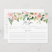 水彩ピンクピーチフローラガーランドレシピカード ポストカード (正面/裏面)