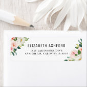 水彩ピンクピーチフローラブークスアドレス ラベル (インサイチュ)