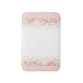 水彩ピンクピーチホワイトフローラ バスマット (正面縦)