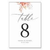 水彩ピンクピーチ結婚フローラ テーブルナンバー (裏面)