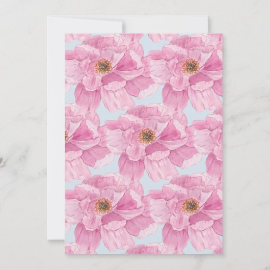 水彩ピンクピーニースウィート16パーティー 招待状 (裏面)