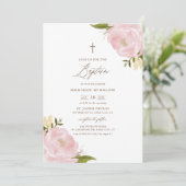 水彩ピンクピーニーバプテスマ招待状 招待状 (スタンド正面)
