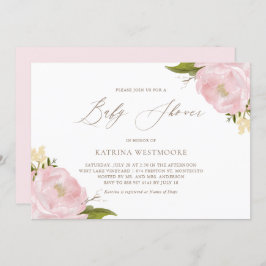 水彩ピンクピーニーベビーシャワー招待状 招待状