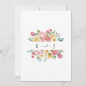 水彩ピンクピーニー縁どフローラユニーク結婚ズ 招待状 (裏面)