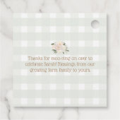 水彩ピンクファーム動物ベビーシャワーメッセージカード フェイバータグ (裏面)