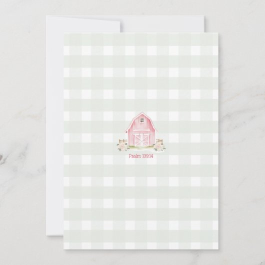 水彩ピンクファーム動物赤ちゃんシャワー招待状 招待状 (裏面)