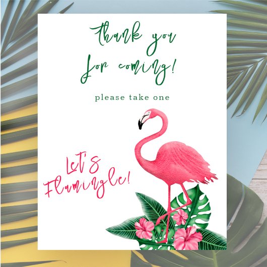 水彩ピンクフラミンゴありがとう赤ちゃんシャワー ポスター
