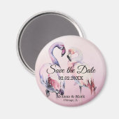 水彩ピンクフラミンゴスデイトマグネットを保存 マグネット (正面/裏面)