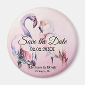 水彩ピンクフラミンゴスデイトマグネットを保存 マグネット (正面)