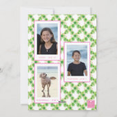 水彩ピンクフラミンゴビーチクリスマスフォト シーズンカード (裏面)