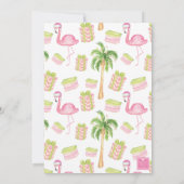 水彩ピンクフラミンゴビーチクリスマスフォト 招待状 (裏面)