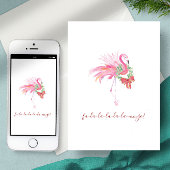 水彩ピンクフラミンゴフロリダビーチクリスマス シーズンカード