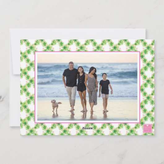 水彩ピンクフラミンゴモノグラムクレストフォト シーズンカード (裏面)