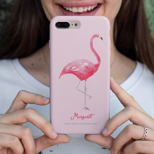 水彩ピンクフラミンゴ熱帯雨林の鳥 Case-Mate iPhoneケース