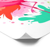 水彩ピンクフラミンゴ絵を描のポスター ポスター (角)