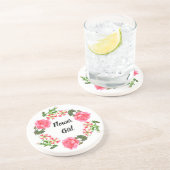 水彩ピンクフラワーズサークルリースデザイン コースター (側面)